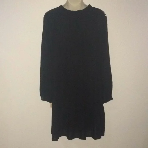 Loft Black Long Sleeve Clip Dot Dress - Picture 8 of 10